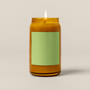 Amber Beer Can Glass Candle - Large Square Label