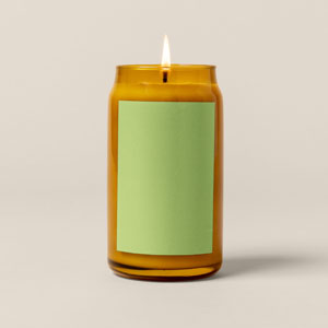Amber Beer Can Glass Candle - Rectangle Label