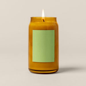Amber Beer Can Glass Candle - Short Rectangle Label