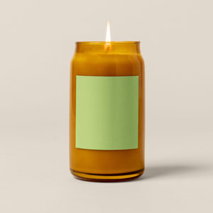 Amber Beer Can Glass Candle - Small Square Label